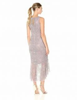 Aidan Mattox - MD1E201410 Beaded Bateau High Low Trumpet Dress