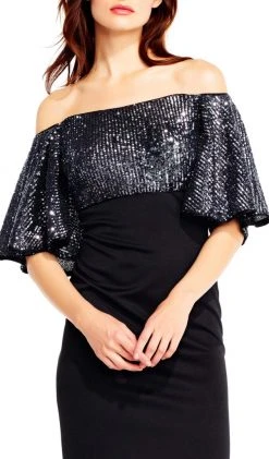 Aidan Mattox - MD1E201467 Sequined Off-Shoulder Cocktail Dress Cocktail Dresses