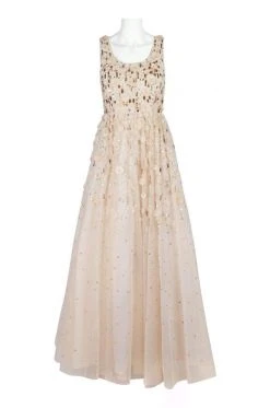 Aidan Mattox - MD1E201850 Floral Applique Scoop A-line Gown Formal Gowns