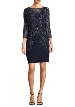 Cocktail Dresses Aidan Mattox - MD1E201969 Embellished Quarter Length Sleeve Dress