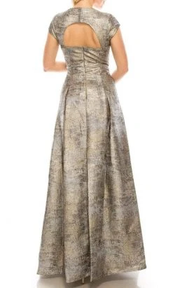 Aidan Mattox - MD1E202411 Queen Anne Metallic Brocade Dress Formal Gowns