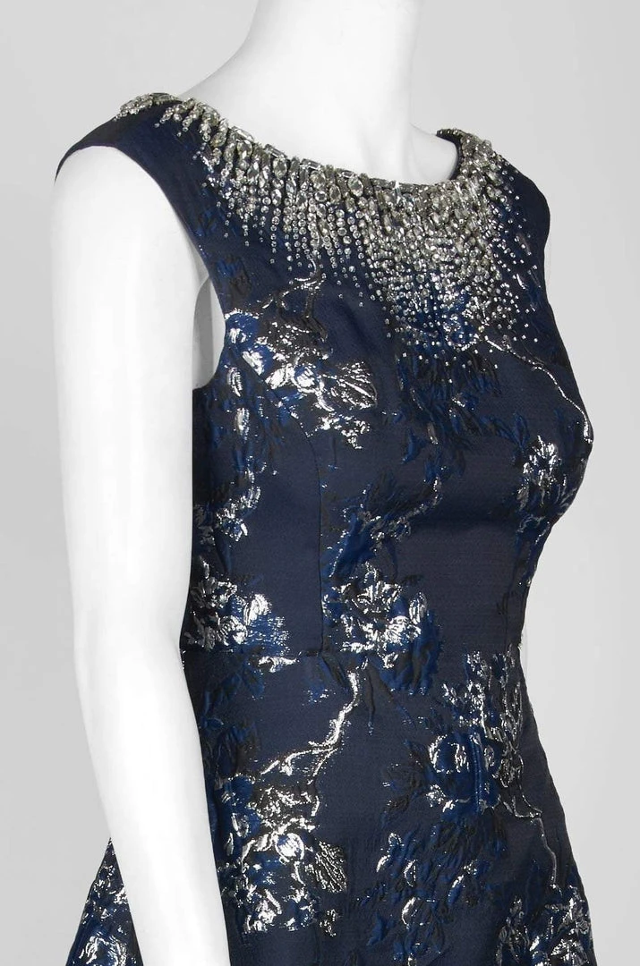 Aidan Mattox - MD1E202430 Embellished Bateau Jacquard A-line Dress 8 Aidan Mattox - MD1E202430 Embellished Bateau Jacquard A-line Dress