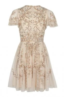 Aidan Mattox - MD1E202876 V-Neckline Short Sleeves A-line Dress