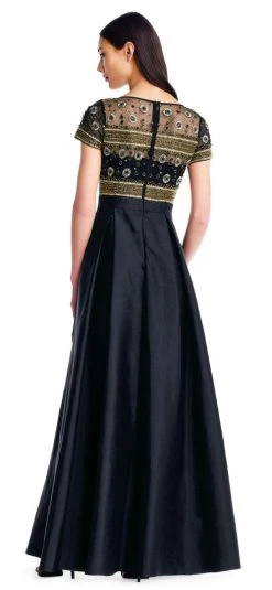 Formal Gowns Aidan Mattox - MD1E203083 Illusion Beaded Bodice Taffeta Ballgown