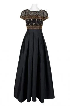 Formal Gowns Aidan Mattox - MD1E203083 Illusion Beaded Bodice Taffeta Ballgown