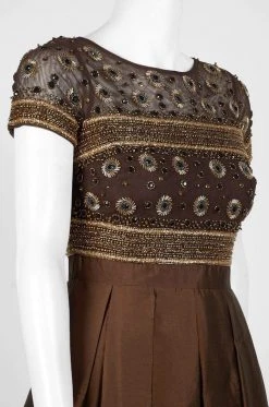 Formal Gowns Aidan Mattox - MD1E203083 Illusion Beaded Bodice Taffeta Ballgown