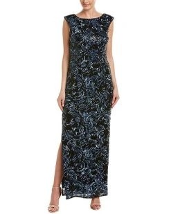 Aidan Mattox - MD1E203098 Bateau Neckline V-Back Column Dress Formal Gowns