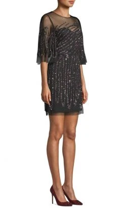 Aidan Mattox - MD1E203114 Illusion Flutter Sleeve Cocktail Dress Cocktail Dresses