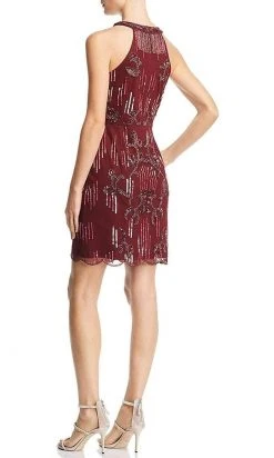 Cocktail Dresses Aidan Mattox - MD1E203302 Bead-Fringed Scalloped Hem Dress