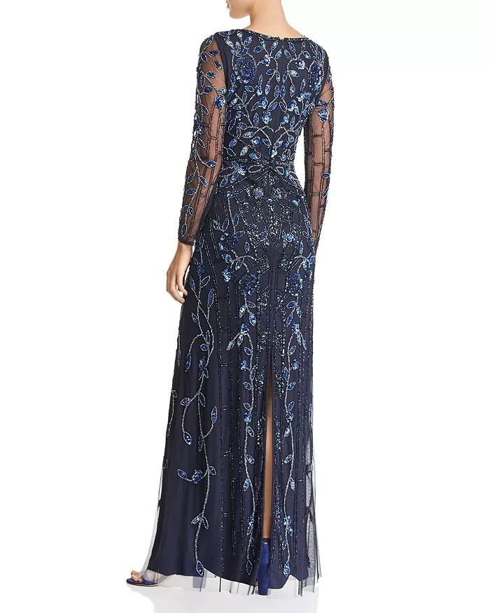 Formal Gowns Aidan Mattox - MD1E203314 Embellished Sheer Long Sleeves A-line Dress 4 Formal Gowns Aidan Mattox - MD1E203314 Embellished Sheer Long Sleeves A-line Dress