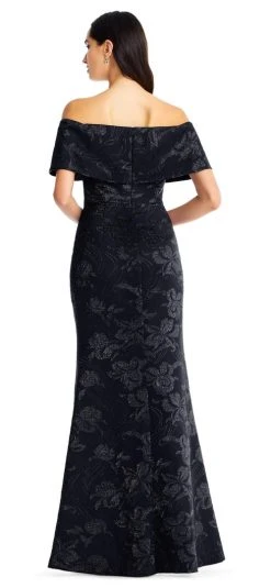 Aidan Mattox - MD1E203576 Off-Shoulder Floral Printed Trumpet Gown