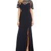 Aidan Mattox - MD1E203616 Beaded Neckline Slit Column Gown Formal Gowns