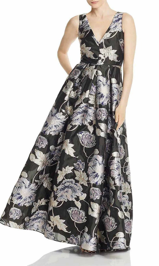 Formal Gowns Aidan Mattox - MD1E204767 Floral Metallic Jacquard A-Line Dress 3 Formal Gowns Aidan Mattox - MD1E204767 Floral Metallic Jacquard A-Line Dress