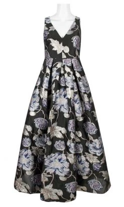 Formal Gowns Aidan Mattox - MD1E204767 Floral Metallic Jacquard A-Line Dress 9 Formal Gowns Aidan Mattox - MD1E204767 Floral Metallic Jacquard A-Line Dress