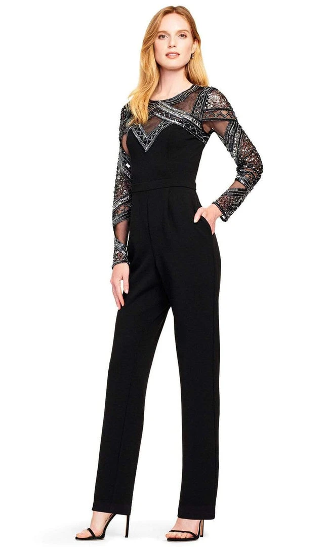Long Dresses Aidan Mattox - MD1E204888 Bedazzled Long Sleeves Jewel Neck Jumpsuit 3 Long Dresses Aidan Mattox - MD1E204888 Bedazzled Long Sleeves Jewel Neck Jumpsuit