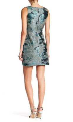 Cocktail Dresses Aidan Mattox - Metallic Patterned A-Line Dress 151A10260 - 1 Pc Teal In Size 10 Available