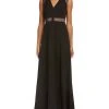 Formal Gowns Aidan Mattox - MN1E201092 Lace Paneled Cap Sleeve Crepe A-line Gown