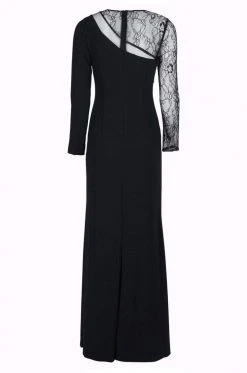 Aidan Mattox - MN1E201536 Lace Crepe Jewel Sheath Dress Formal Gowns