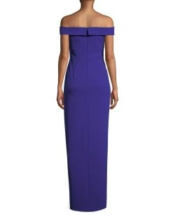 Formal Gowns Aidan Mattox - MN1E202585 Off-Shoulder Scuba Crepe Long Sheath Dress
