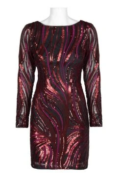 Cocktail Dresses Aidan Mattox - MN1E202942 Embroidered Sequined Bateau Sheath Dress