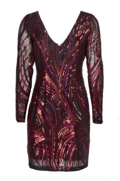 Cocktail Dresses Aidan Mattox - MN1E202942 Embroidered Sequined Bateau Sheath Dress