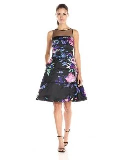 Cocktail Dresses Aidan Mattox - Piping Illusion Neck Dress 54469090