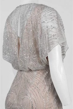 Aidan Mattox - Sequined V-Neck Blouson Short Dress MD1E200692 - 1 Pc Silver In Size 0 Available 9 Aidan Mattox - Sequined V-Neck Blouson Short Dress MD1E200692 - 1 Pc Silver In Size 0 Available
