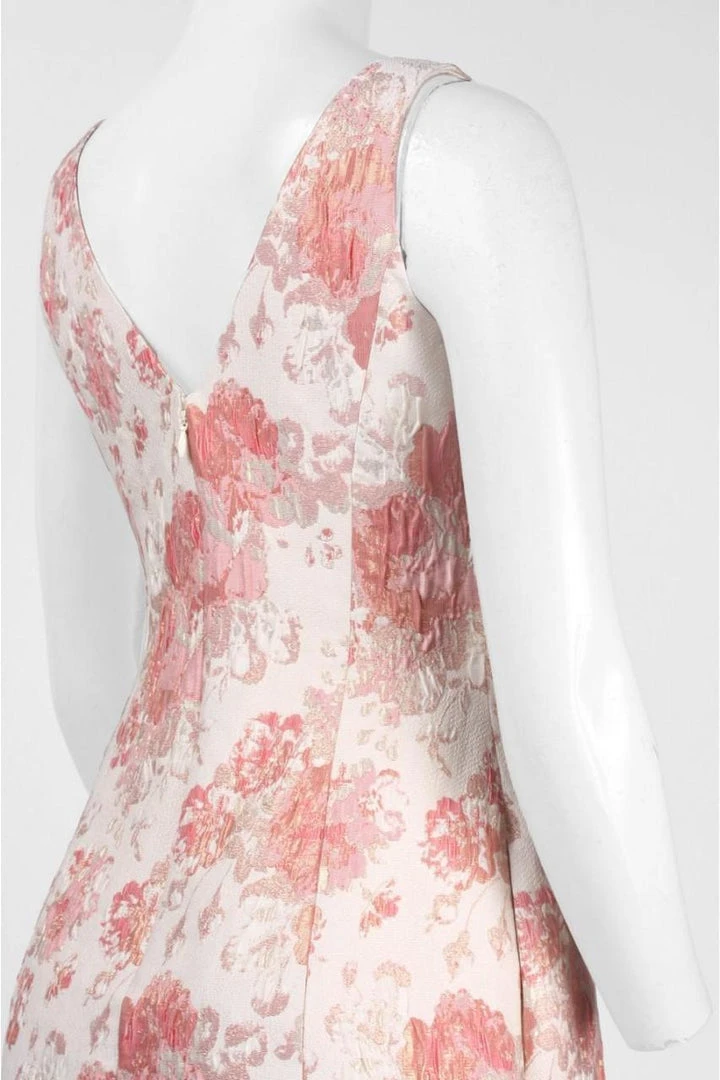 Aidan Mattox Sleeveless V-Neck Floral Cocktail Dress MD1E200066 - 1 Pc Watermelon Multi In Size 6 Available 4 Aidan Mattox Sleeveless V-Neck Floral Cocktail Dress MD1E200066 - 1 Pc Watermelon Multi In Size 6 Available
