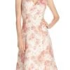 Aidan Mattox Sleeveless V-Neck Floral Cocktail Dress MD1E200066 - 1 Pc Watermelon Multi In Size 6 Available