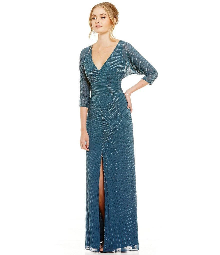 Aidan Mattox - V-Neckline Beaded Chiffon Evening Dress 54473360 3 Aidan Mattox - V-Neckline Beaded Chiffon Evening Dress 54473360