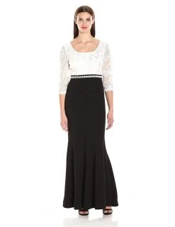Formal Gowns Alex Evenings - 1121571 Lace Embellished Black And White Dress