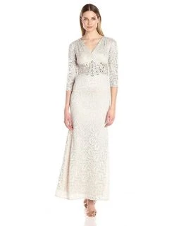 Alex Evenings - 1121776 Lace V-Neck Column Dress