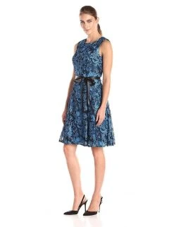 Alex Evenings - 117210 Piping Jewel Neck A-line Dress Cocktail Dresses