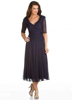 Alex Evenings - 132141 Ruched Off Shoulder Tea Length Dress 11 Alex Evenings - 132141 Ruched Off Shoulder Tea Length Dress