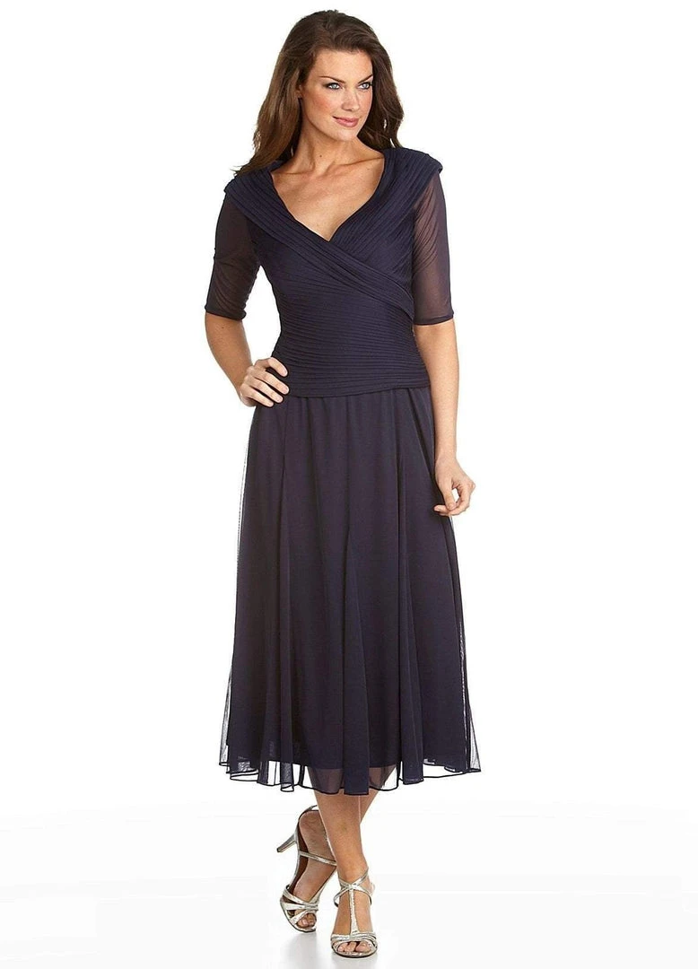 Alex Evenings - 132141 Ruched Off Shoulder Tea Length Dress 7 Alex Evenings - 132141 Ruched Off Shoulder Tea Length Dress