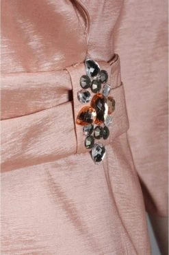 Alex Evenings - 366147 Quarter Sleeve Brooch Accented Taffeta Set - 2 Pcs Apricot In Size L And XL Available Formal Gowns 9 Alex Evenings - 366147 Quarter Sleeve Brooch Accented Taffeta Set - 2 Pcs Apricot In Size L And XL Available Formal Gowns