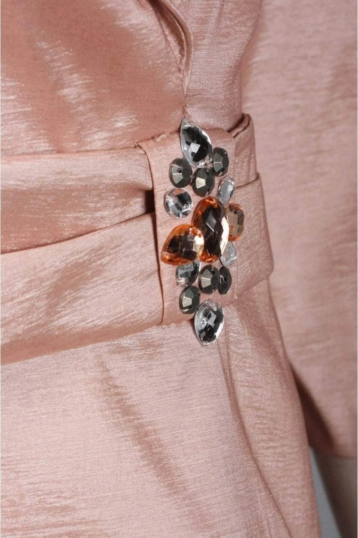 Alex Evenings - 366147 Quarter Sleeve Brooch Accented Taffeta Set - 2 Pcs Apricot In Size L And XL Available Formal Gowns 6 Alex Evenings - 366147 Quarter Sleeve Brooch Accented Taffeta Set - 2 Pcs Apricot In Size L And XL Available Formal Gowns