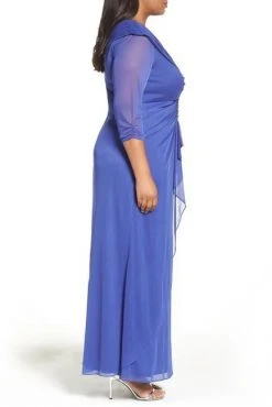 Alex Evenings - 432858 Front Ruched Embellished Quarter Length Sleeve Dress - 1 Pc. Iris In Size 16W Available 13 Alex Evenings - 432858 Front Ruched Embellished Quarter Length Sleeve Dress - 1 Pc. Iris In Size 16W Available