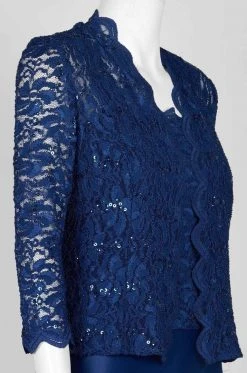 Alex Evenings - 81122152 Lace Bodice Long A-Line Dress With Jacket Formal Gowns