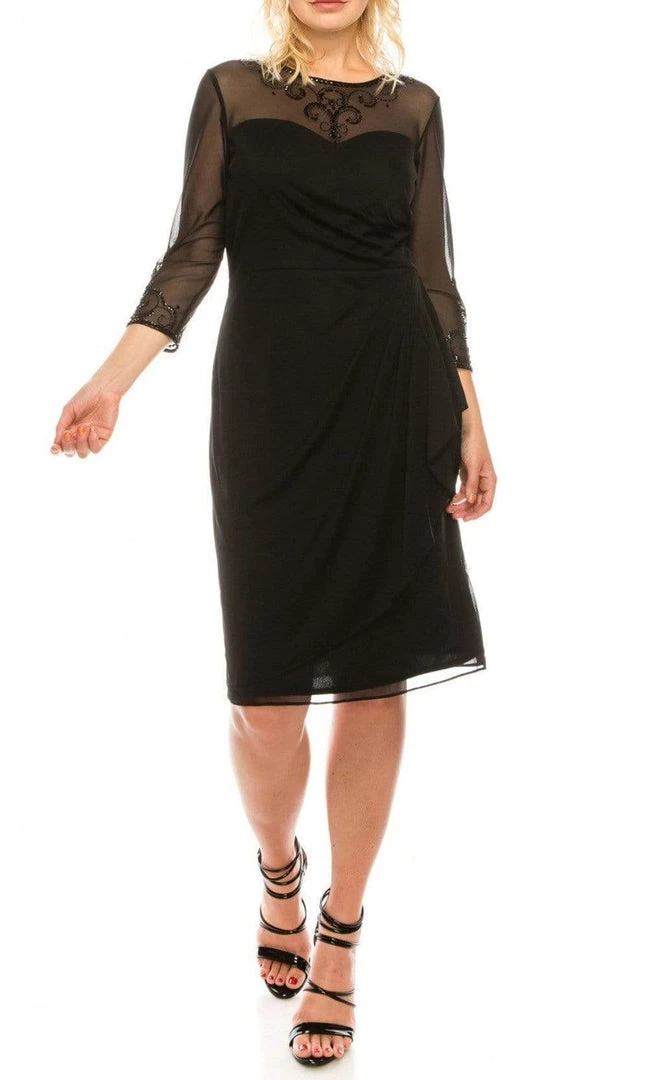 Alex Evenings - 8132918 Beaded Illusion Quarter Sleeve Draped Dress 7 Alex Evenings - 8132918 Beaded Illusion Quarter Sleeve Draped Dress