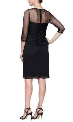 Alex Evenings - 8132918 Beaded Illusion Quarter Sleeve Draped Dress 9 Alex Evenings - 8132918 Beaded Illusion Quarter Sleeve Draped Dress