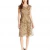 Alex Evenings - Floral Embroidered Cap Sleeve Bateau A-line Dress - 1 Pc. Black Copper In Size 6 Available Cocktail Dresses