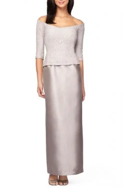 Formal Gowns Alex Evenings - Off Shoulder Lace Bodice Long Dress 2121259