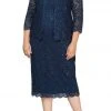 Alex Evenings - Scalloped Lace Tea Length Dress 412264 - 1 Pc Navy In Size 22W Available Cocktail Dresses 2 Alex Evenings - Scalloped Lace Tea Length Dress 412264 - 1 Pc Navy In Size 22W Available Cocktail Dresses