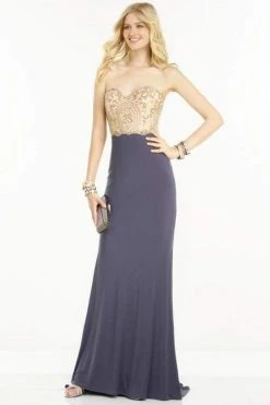 Alyce Paris - 1128 Strapless Beaded Jersey Sheath Dress Formal Gowns