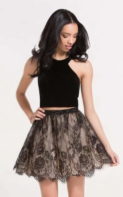 Cocktail Dresses Alyce Paris - 2646 Velvet And Lace Two Piece Cocktail Dress