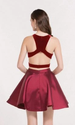 Alyce Paris - 2648 Two Piece Velvet Halter Cocktail Dress Cocktail Dresses