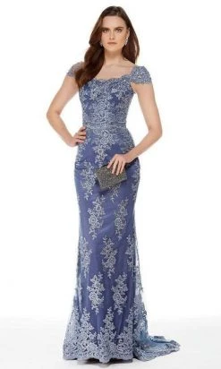 Formal Gowns Alyce Paris - 27042 Scalloped Lace Cap Sleeves Evening Gown