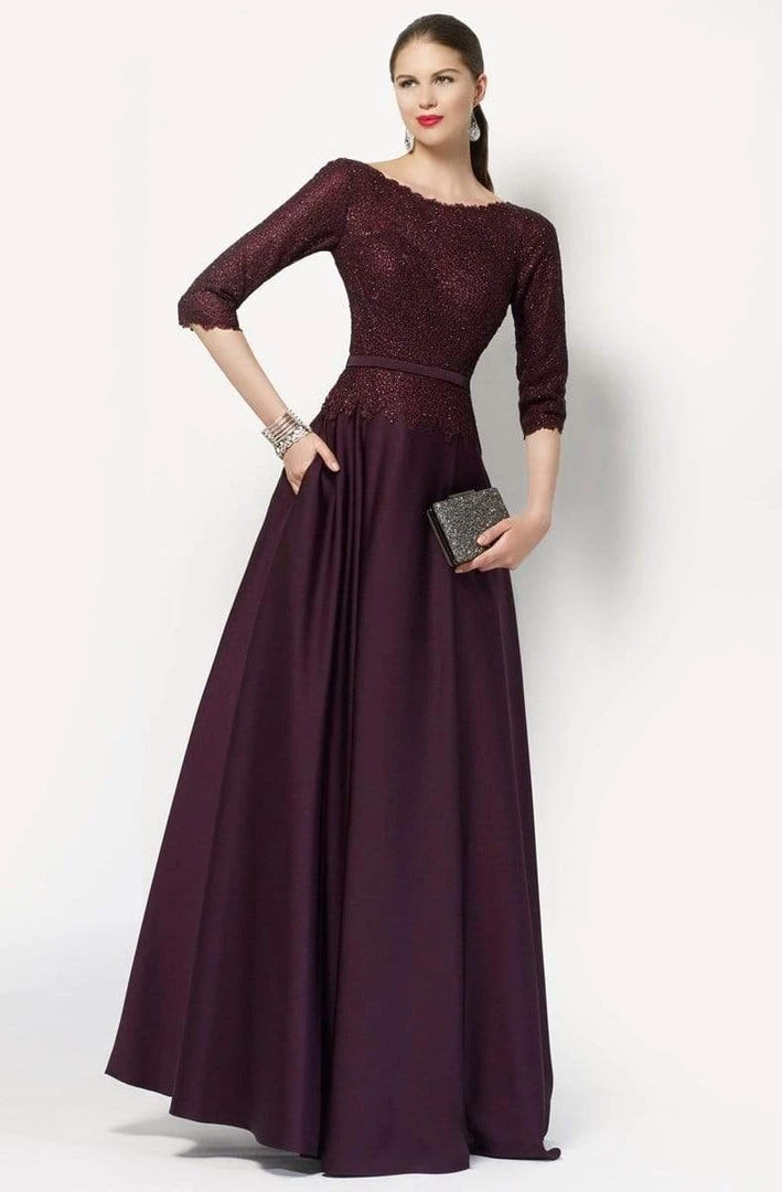 Alyce Paris - 27099 Quarter Sleeved Bateau Neckline Crepe Lace A-Line Dress 3 Alyce Paris - 27099 Quarter Sleeved Bateau Neckline Crepe Lace A-Line Dress