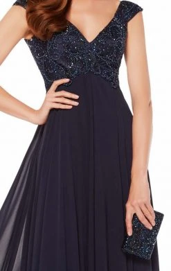Alyce Paris - 27246 Embroidered V-neck Chiffon A-line Dress